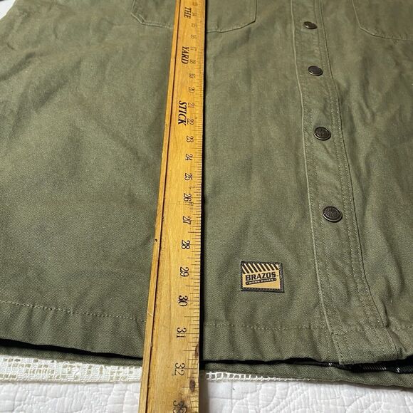 BRAZOS WORK FORCE Jacket Green Twill Flannel Lined Snap Outdoor Mens 2XL XXL - Picture 6 of 12